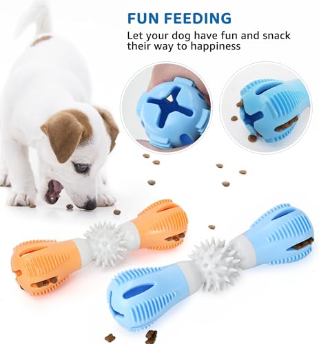 Durable Dog Chew Toy, Natural Rubber Treat Dispensing Puzzle Toy for Small & Medium Breeds – Interactive Teething, Training, and Dental Care Toy to Keep Dogs Engaged & Relieve Boredom (Blue) - color: Blue