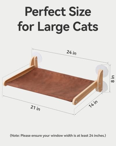 JKXJKX Foldable Cat Window Perch - 44Lbs Heavy Duty Hammock with Strong Suction Cups & Wooden Frame, Space Saving Kitty Bed Seat for Large Indoor Cats