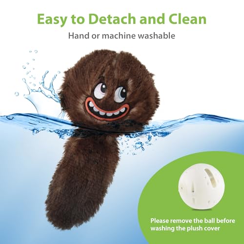 PETGEEK Vibrating Squeaky Dog Ball, USB Rechargeable 350mAh Toy, Brown - color: Brown-350mAh