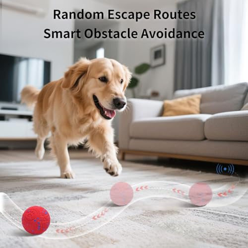 SCHITEC Interactive Dog Toy Ball, Automatic Moving & Bouncing Ball (Red) - color: Red