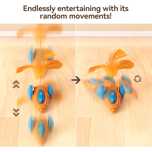 Migipaws cat Toy, Automatic Interactive Migicar Toy Like a Mouse, Intelligent Programme, Rechargeable Kitten Toy - style: Orange