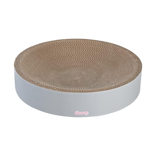 CSR1010K Nelson 20.13" Modern Cardboard Round Bowl Cat Scratcher with Catnip, Fog - color: Gray