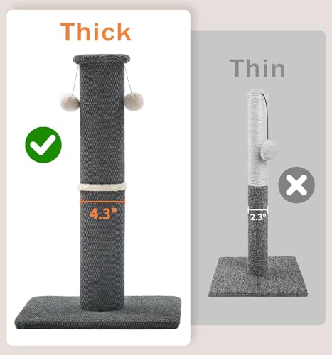 Made4Pets Tall Cat Scratching Post, Carpet Scratcher for Indoor Cats, 33" - color: Dark Grey, size: 33"