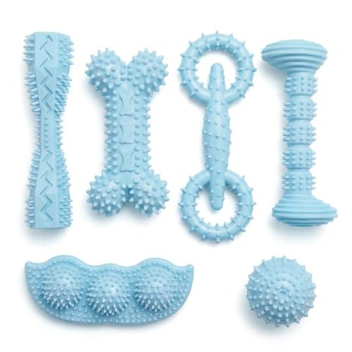 Puppy Chew Toys 6 Pack, Soft TPR Teething Set for Small Dogs, Blue - color: Blue