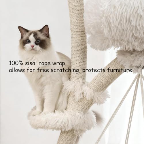 Modern Cat Tree Tower for Indoor Cats, 70" Multi-Level Cat Tower with Plush Perches, Hanging Basket Hammock, Sisal Scratching Posts and Cozy Resting Spaces for Multiple Cats