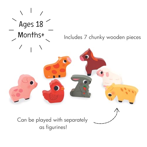 Janod - Wooden Toddler Puzzle - Farm - 7 Pieces - style: Farm
