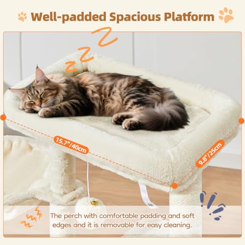 Taoqimiao Cat Tree, 38.5In Cat Tower for Indoor Cats, Suitable for Kittens - color: Beige, size: 38.5 Inches