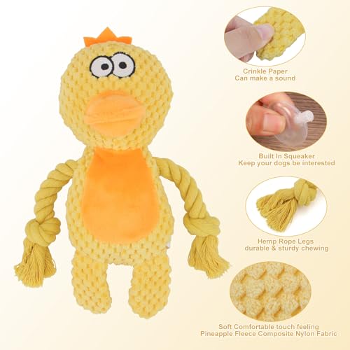 Dog Toys, Dog Squeaker Toys with Crinkle Paper (Yellow Duck) - color: Yellow Duck