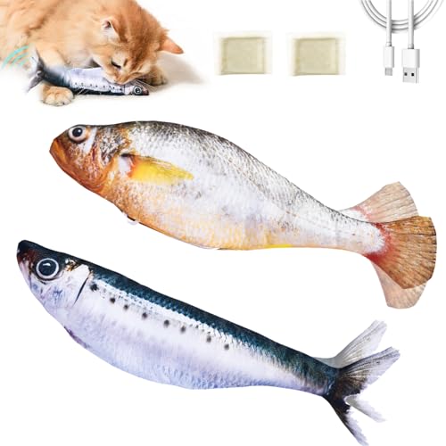 2 Pack Floppy Fish Cat Toys with Catnip, Rechargeable Flopping Fish Toy - color: 2pcs fish toy