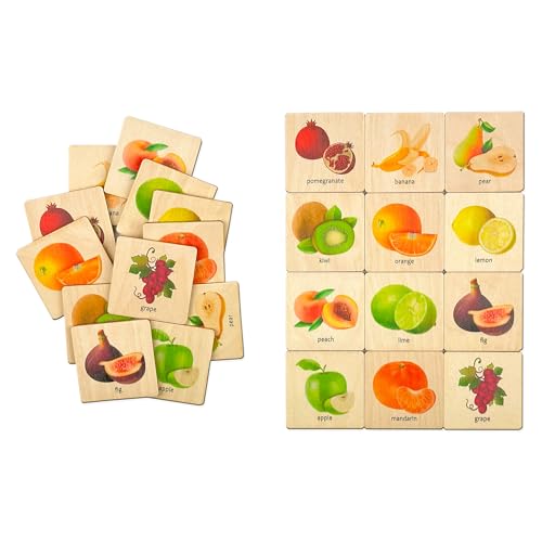 Montessori Wooden Vegetables Memory Game, 1 2 3 4 Year Old Montessori Materials for Toddler, Vegetables Matching Cards, Gift for Kid, Toddler Gift, Birthday Boy Gift (4.5x4.5cm) - size: 1.8x1.8"(4.5x4.5cm), style: Vegetables