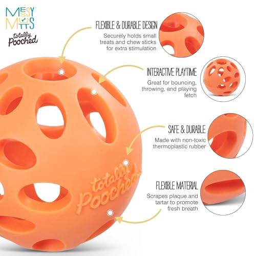 Messy Mutts Totally Pooched Huff n Puff Ball, 3.1 Inch, Puzzle, Orange - color: Orange