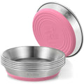 6 Pack Pink 304 Stainless Steel Shallow Whisker Fatigue Cat Bowls - color: Pink, size: 6Pcs