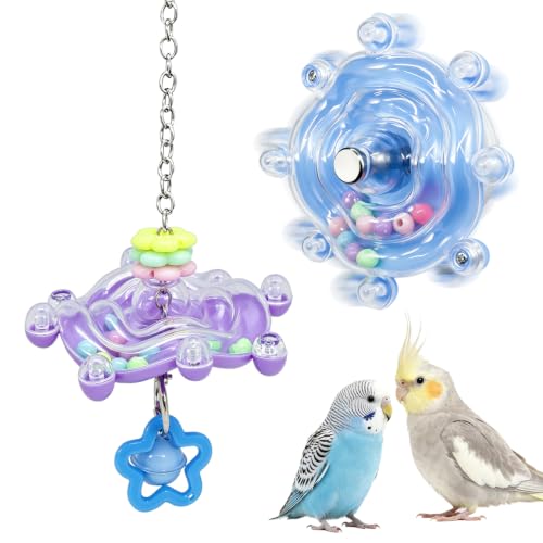 2PCS Bird Toy for Parakeets,Parrot Interactive Rotating Toy