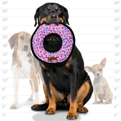 TUFFY® Ultimate Ring Ultra Durable Plush Dog Toy - color: Pink Leopard Ring