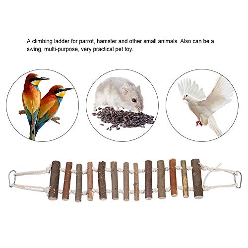 Wooden Bird Hanging Ladder, Parrot Rope Wood Ladder with Rope Swing Bridge for Lovebirds Parakeets Parrots African Grey Cockatiel Pet Training Toys