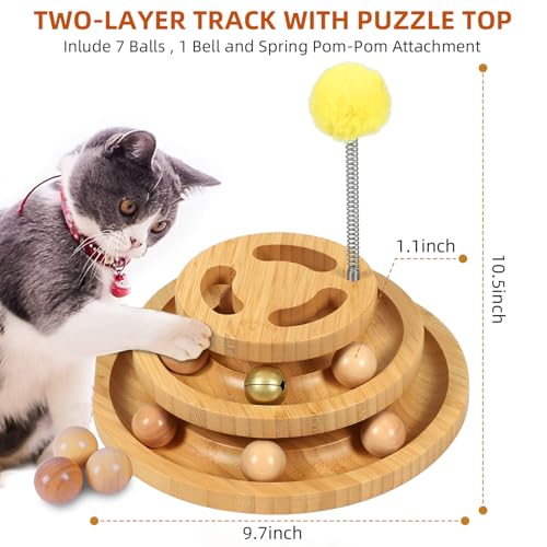 DoogCat Cat Ball Track with Puzzle Top, 3-Level Cat Ball Tower - size: Large - Plus