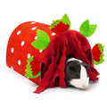 Guinea Pig Hideout, Soft Fleece Strawberry Pet Bed & Tunnel House - color: Pink