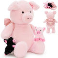 Pig Stuffed Animal with 2 Babies and Backpack, 21 Inch Pink Plush - style: Pig Backpack