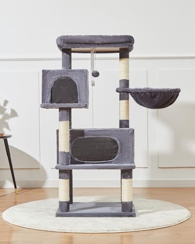 Taoqimiao Cat Tree, 49In Cat Tower for Indoor Cats Large Adult - color: Smoky Gray, size: 49.2 Inches