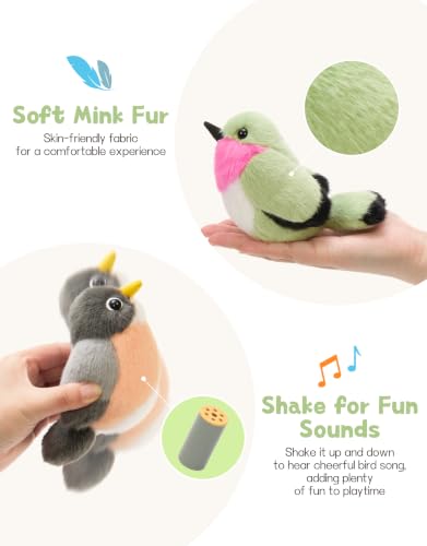 Muiteiur 6Pcs Chirping Bird Stuffed Animals, Shake Sound Plush Set for Kids - style: Sound Birds