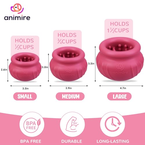 Wobbly Dog Enrichment Lick Toy, Stuffable Frozen Lick Bowl to Keep Dogs Busy, Long-Lasting Interactive Treat Dispensing Dog Toy, Silicone Fetch Catch Chew Toy(Rose,L) - color: Rose, size: L