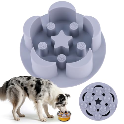 Slow Feeder Dog Bowls Insert 5.8" ×1.6" Silicone Slow Feeder Insert, Grey - color: Grey, size: 5.8"x1.6"