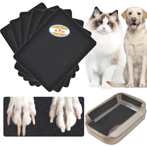 Cat Nail File Scratcher - 6 Pack Replaceable Nail Fil for Cat Litter Box, Self-Adhesive Sand Paper Scratcher Trim for Cat & Dog Scratching Board. - size: 6 Pack
