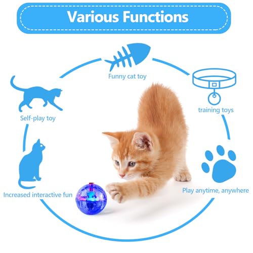 Frienda 4 Pcs Light up Cat Ball LED Motion Ghost Hunting Cat Ball(Clear) - color: Clear