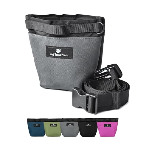Dog Treat Pouch for Training, Magnetic Closure, Hands-Free (Gray) - color: Grey