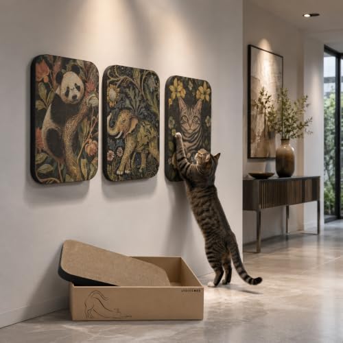 4 Pack Cat Wall Scratcher, Art Cat Scratching Board for Cats - color: Elephant & Cat & Panda