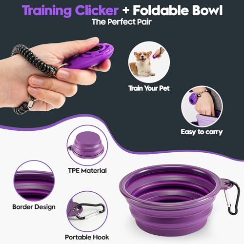 Dog Treat Pouch for Training, Magnetic Dog Walking Bag and Fanny Pack - color: Purple