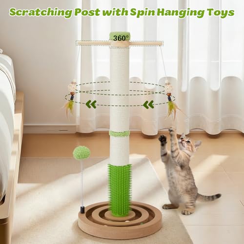 Cat Scratching Post, 26" Tall Scratch Post with Hanging Toy for Kittens - size: 26 Inch Tall