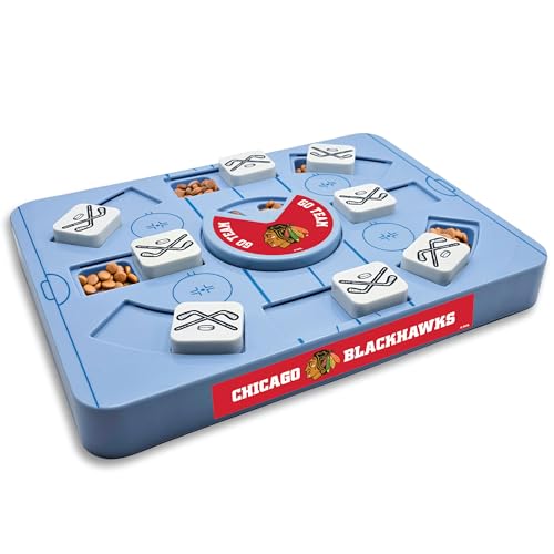 Pets First NHL Chicago Blackhawks Large Puzzle Toy, New Size, Interactive Dog Treat & Slow Feeding Toy - color: CHICAGO BLACKHAWKS