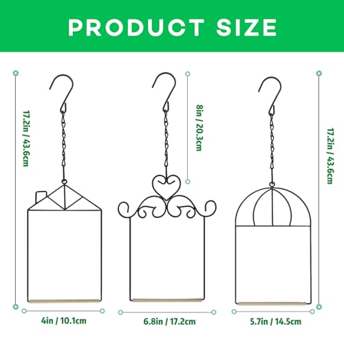 MIXXIDEA 3PK Hummingbird Perch, Hummingbird Swing with Metal Frame, Bird Swing with Wooden Dowel and Hanging Chain,Suitable for Hanging Indoor,Outdoor, Lawn,Patio,Garden - size: 3PK