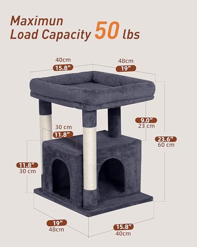 23.6" Cat Tree for Large Cat, 19 * 15.8 in Large Perch, Dark Gray - color: Dark Gray