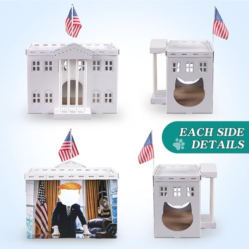 EARTHSON White Cardboard Cat Houses for Indoor Cats, Cat Scratcher House, Cat Play House, Cat Scratcher Box