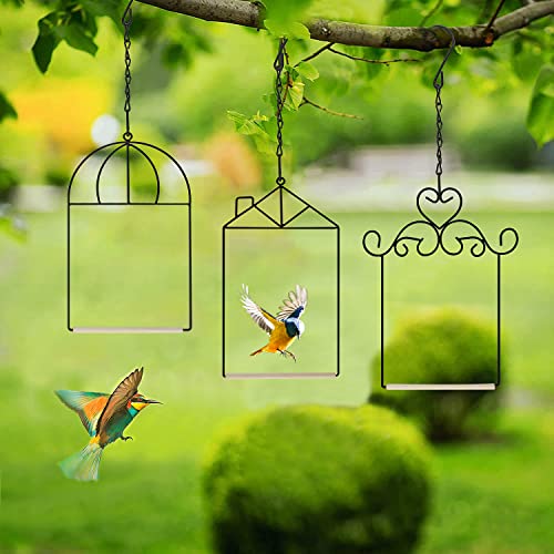 MIXXIDEA 3PK Hummingbird Perch, Hummingbird Swing with Metal Frame, Bird Swing with Wooden Dowel and Hanging Chain,Suitable for Hanging Indoor,Outdoor, Lawn,Patio,Garden - size: 3PK