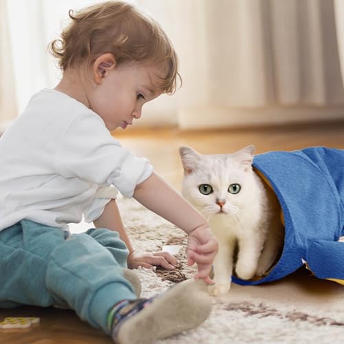 Spardar 2-in-1 Bunny Tunnel Bed, with Removable Mat Hideout, Blue - color: Blue