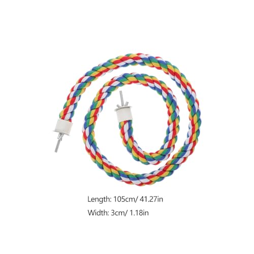Hemobllo Parrot Cotton Rope Perch 41.33 in Bird Rope Climbing Toy for Cage Standing Station Chew Toy for Pet Birds Helps Exercise Balance and Coordination 1 pc - size: 105cm