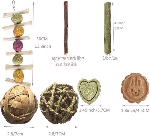 28 PCS Natural Chew Toys for Small Animals Teeth Grinding - color: 28 PCS