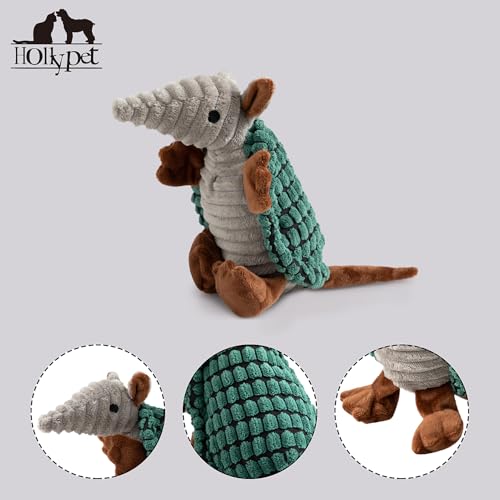 Hollypet Armadillo Squeaky Puppy Dog Toys for Small Medium Dogs, 8" - color: Deep Green, size: 8 IN