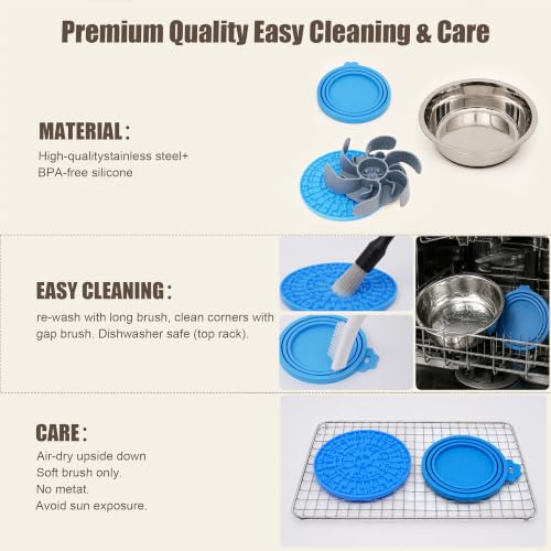 Nonslip Stainless Bowl Slow Feeder Kit for Small Dogs & Cats, Anti Gulping