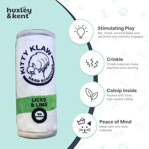 Huxley & Kent Plush Crinkle Catnip Cat Toy, Kitty Klaw Licks & Lime - style: Kitty Klaw Licks & Lime