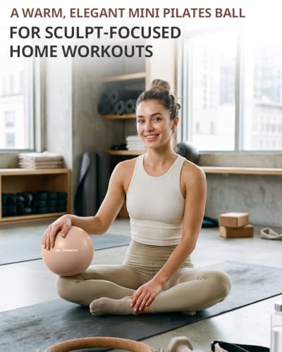 Trideer 9 Inch Pilates Ball with Inflation Straw, Small Exercise Yoga Ball - color: Champagne