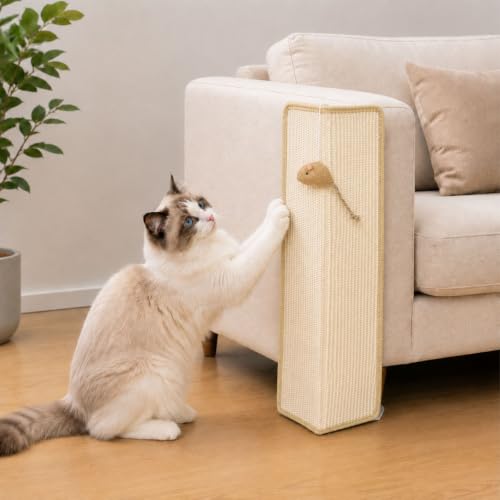 Couch Corner Protectors for Cats, 23.6" Sisal Cat Scratching Post with Toy
