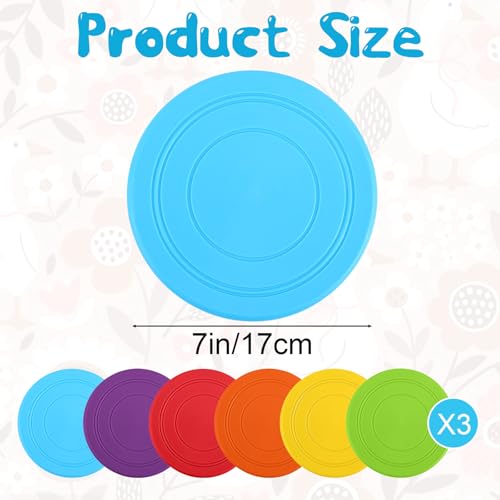 18 Pack Dog Flying Discs, Soft TPR Rubber Flyer Toys for Small Medium & Large Dogs - Interactive, Float in Water, Safe on Teeth, for Outdoor Fetch & Training (6 Colors)