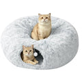 Cat Tunnel Bed for Indoor Cats, Peekaboo Cat Cave Donut Bed & Play Tunnel