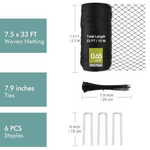 Bird Netting for Garden, Fetanten 7.5 x 33FT Netting for Garden Protection - size: 7.5 x 33FT