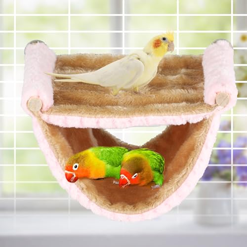 BWOGUE Bird Nest Bed Hanging Hammock, Parakeet Bed for Cage, Cockatiel Bed - color: Pink, size: Medium (9"x7.2")