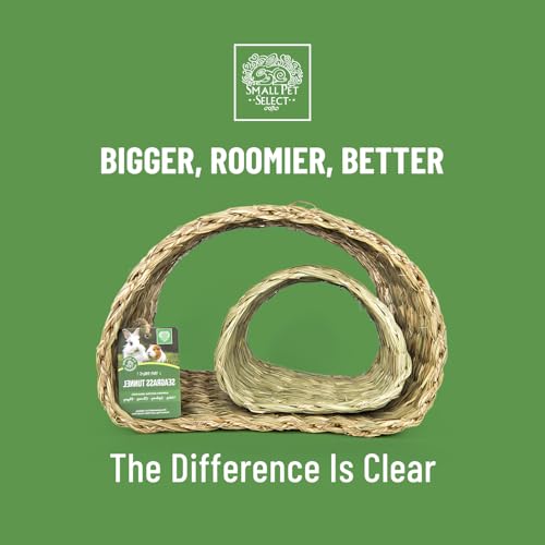 Small Pet Select Tiny Paws Jumbo Seagrass Tunnel, for Guinea Pig, Rabbit, Bunny, Toys, Hideout Tunnel, Cage Accessories, 14x13x10